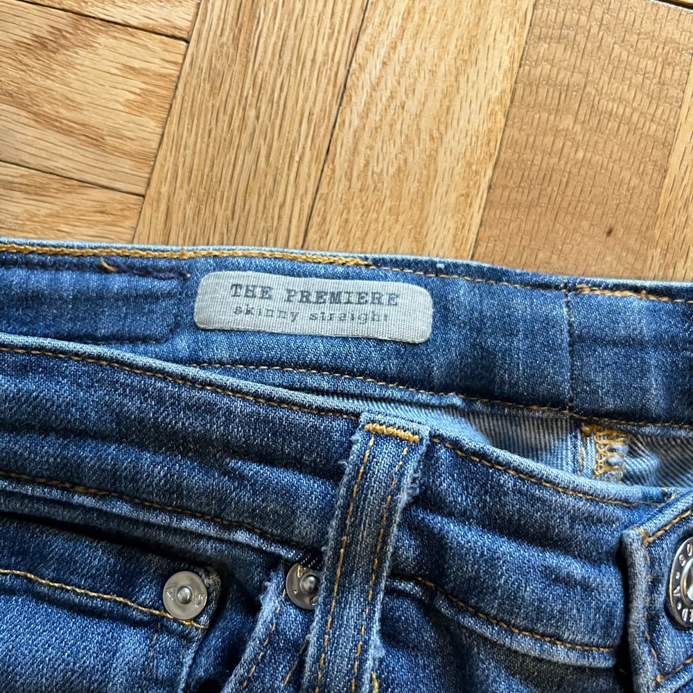 Agolde the Premier Skinny Straight Blue Denim Jeans - Picture 3 of 6